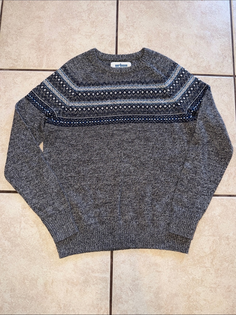 urban pipeline Gray & Navy Fair Isle Crewneck Sweater